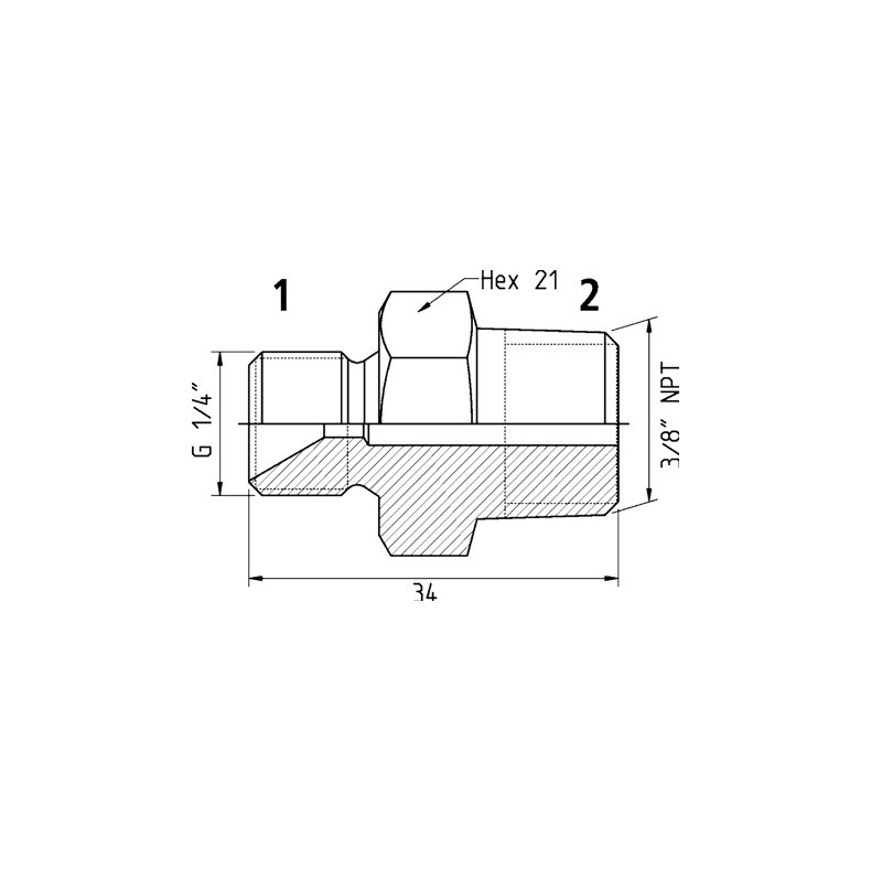 CEJN nippel G1/4" x 3/8" NPT G1/4" 60 G x3/8" NPT