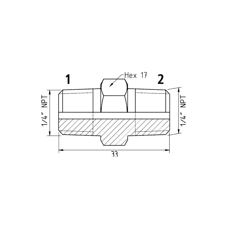 Hjtryks adapter 1/4" NPT udv. gevind x 1/4" NPT udv. gevind