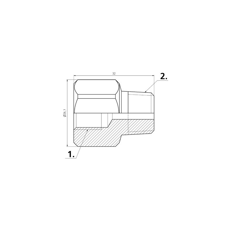 Hjtryks adapter G 1/4" indv. gevind CMS x 3/8" NPT udv. gevind
