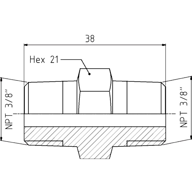 Hjtryks adapter 3/8" NPT udv. gevind x 3/8" NPT udv. gevind