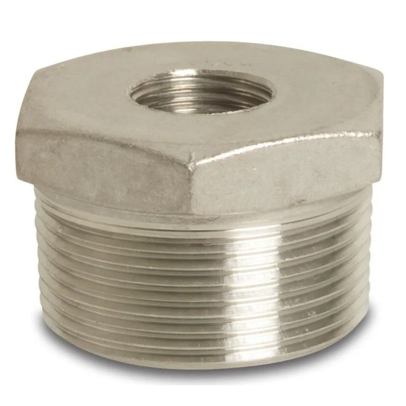 Nippelmuffe rustfri stl 316 1" x 1/4" udvendig gevind x indvendig gevind 16bar