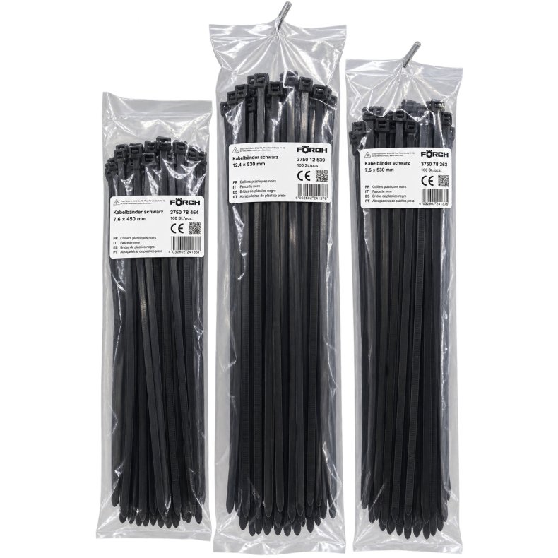 KABELB�ND SORT 7,8 X 282MM PR STK. 100 STK. I EN PAKKE 3750 78 282
