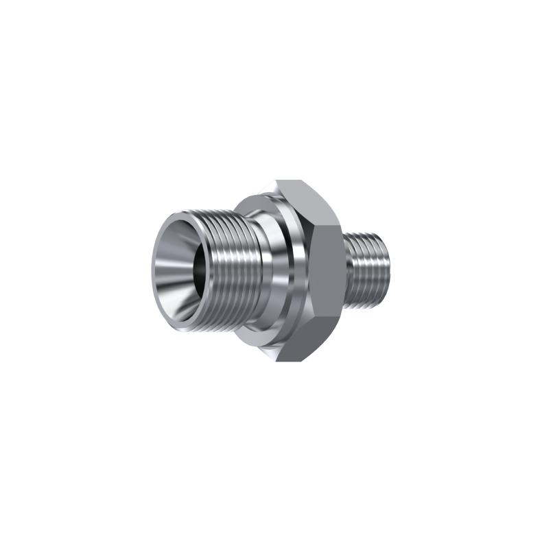 SS REDUCER ADAPTOR MALE 60� - MALE 60� 3/8" BSP 1/2" BSP