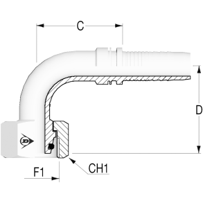 8L - M14x1.5 - indv. gev. 90 til 1/4 slange 1200618
