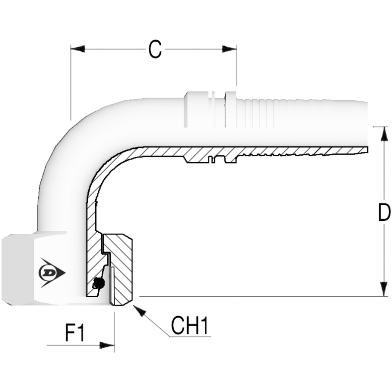 8L - M14x1.5 - indv. gev. 90 til 1/4 slange 1200618