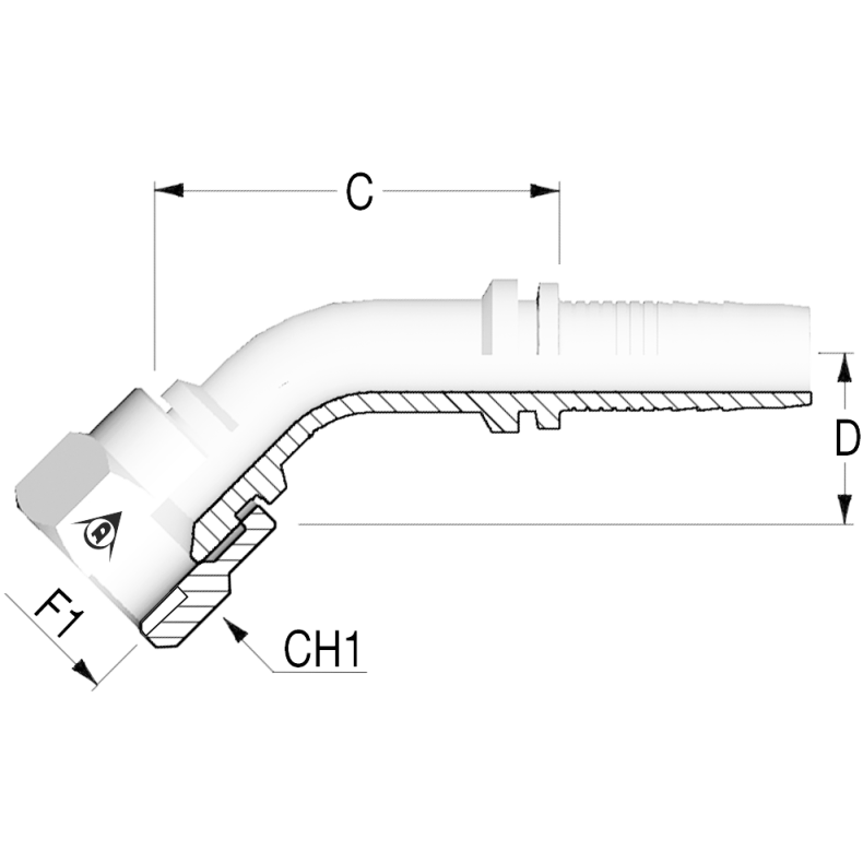 INS45 JIC Fem 37 1 5/16"-12 MDROP 3/4" - H12-DKJ45M-1612 1202834