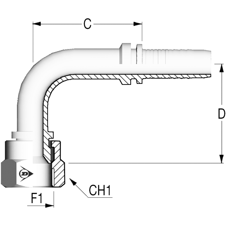 INS90� JIC Fem 37� 7/16"-20 SDROP 3/16" - H12-DKJ90S-0403 1202841