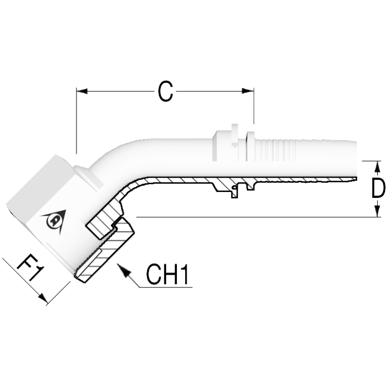 INS 45 ORFS FEM MDROP 13/16-16-1/2" - H12-ORFS45M-0808 1202854