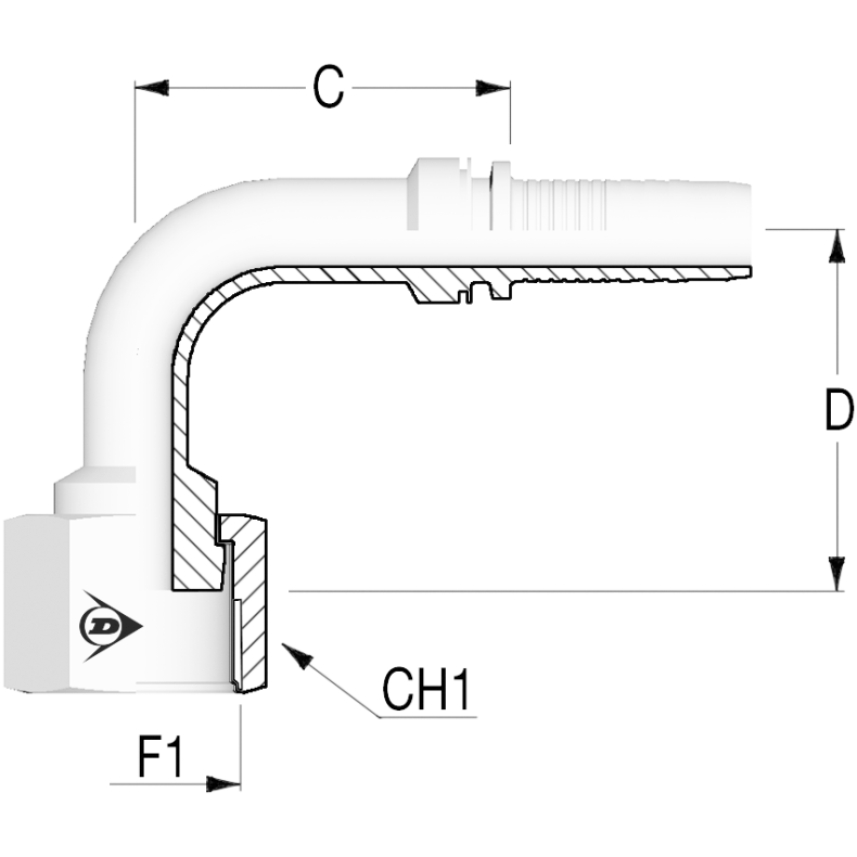 INS 90 ORFS FEM SDROP 1-14-1/2" - H12-ORFS90S-1008 1203054