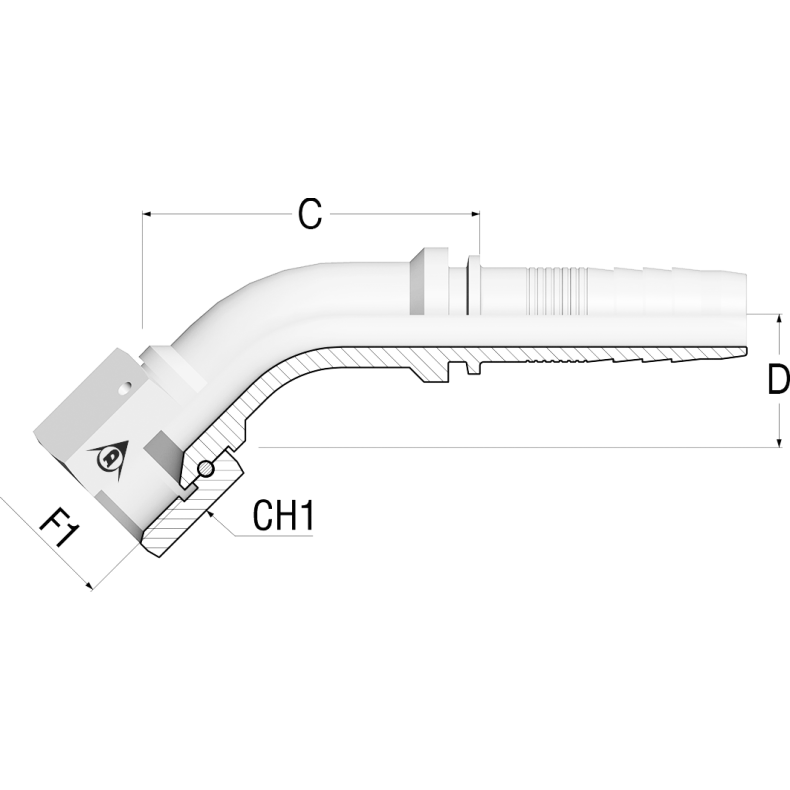 PT 45JIC Fem 37 1 5/16"-12 MDROP 1"SL - PT-DKJ45M-1616 1255873