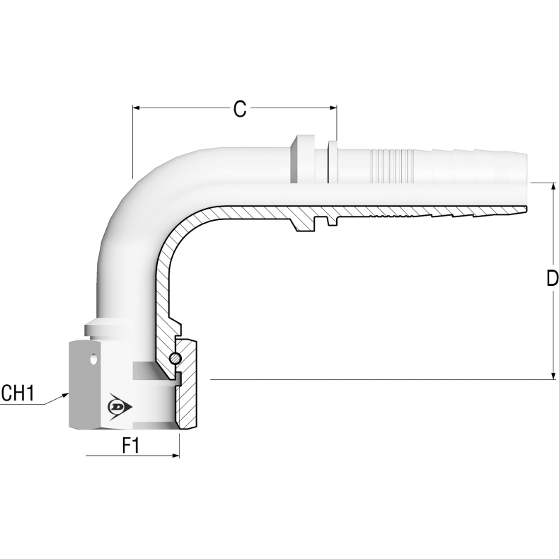 PT 90JIC Fem 371 5/16"-12 MDROP 3/4"SL - PT-DKJ90M-1216 1258342