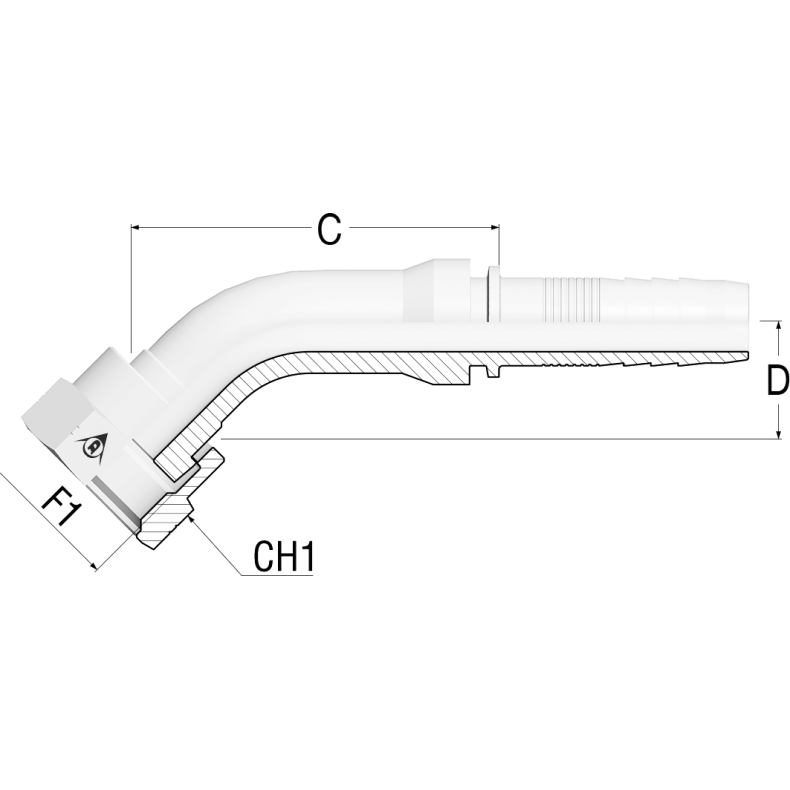 PT 45 ORFS FEM MDROP 1 3/16-12-3/4"SL - PT-ORFS45M-1212 1257078