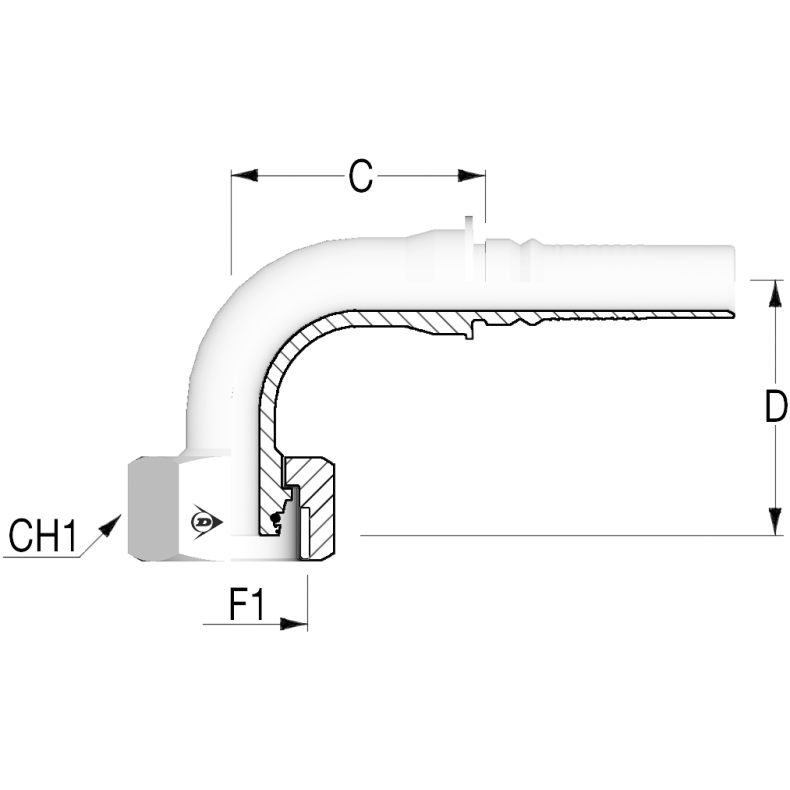 IL 90 Metric Female M52X2 OR-38S 1 1/2"SL - IL-DKOS90-2452 1255109