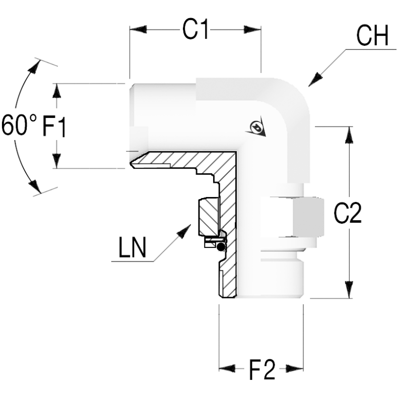 90 ADJ Male Elbow BSP60 1/2" BSPP 3/8" 1212196