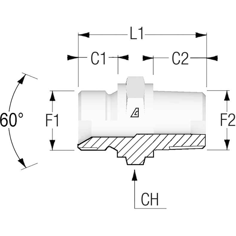 Straight Male BSP60 1/4" NPTF 1/4" 1203769