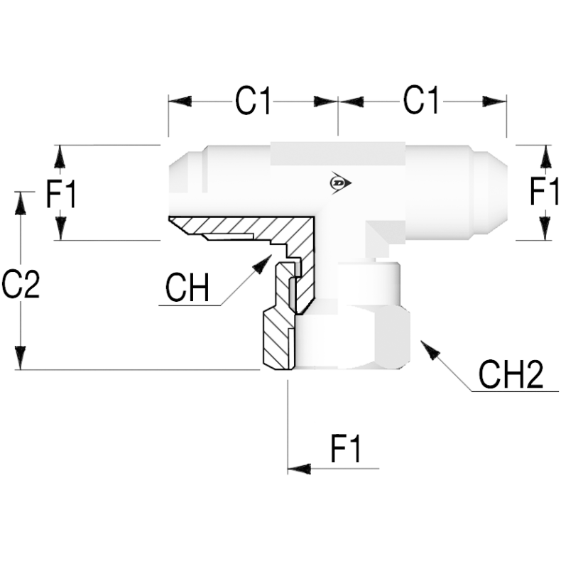 JIC T Adapter Male 1/2" Female 1/2" 1207305