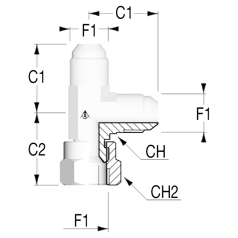 JIC L Adapter Male 7/16" Female 7/16" 1207283