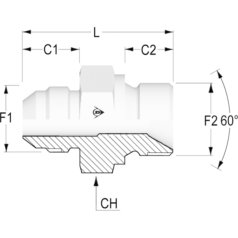 Straight Male JIC 1/2" BSP60 1/4" 1212831