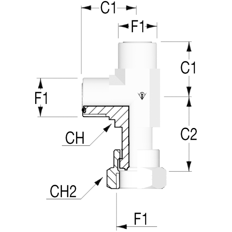 ORFS L Adapter Male 9/16" Fem 9/16" 1207597