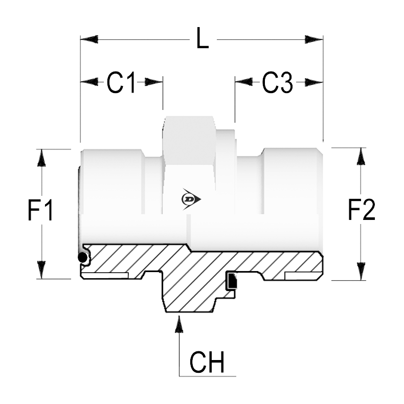 Straight Male ORFS 1 3/16" BSPP 1" ED 1211527