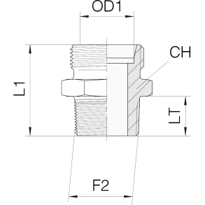 GE06LL-RK-1/8 - Straight DIN24 Male GE06LL BSPT 1/8