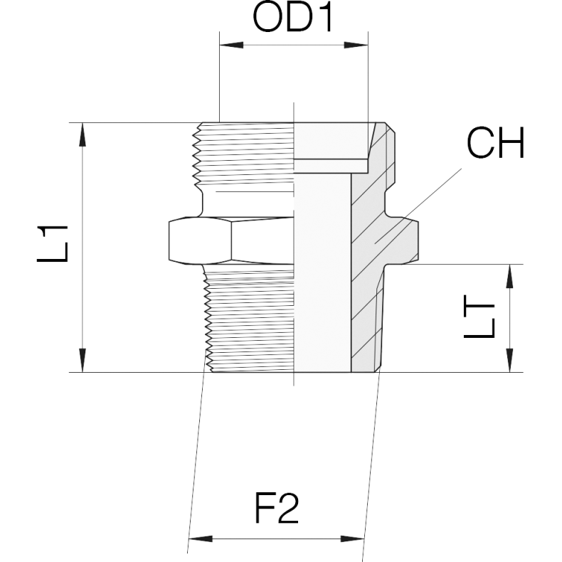 GE08LL-MK-10 - Straight DIN24� Male Conic 08LL M10X1 