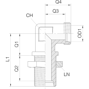 WSV-10L - 90 DIN24 Bulkhead Union WSV10L  1217577