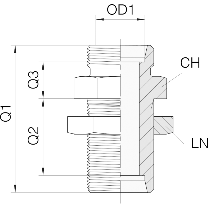 SV06L - Straight DIN24 Male Bulkhead 06L 1217556