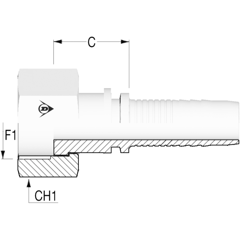 1" BSP indv. gev. flad pakflade til 1" slange 1201384