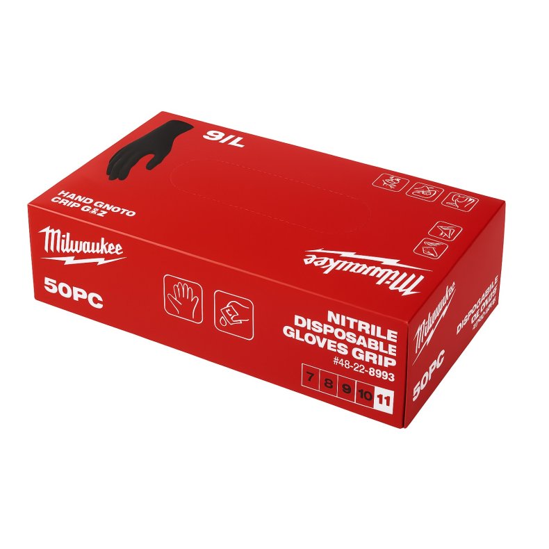 Milwaukee Handske Nitril sort pk/50stk str11 engang